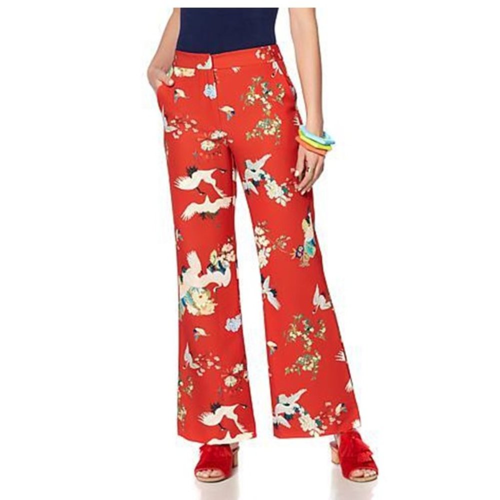 Rara Avis by Iris Apfel Stretch Woven Red Pants